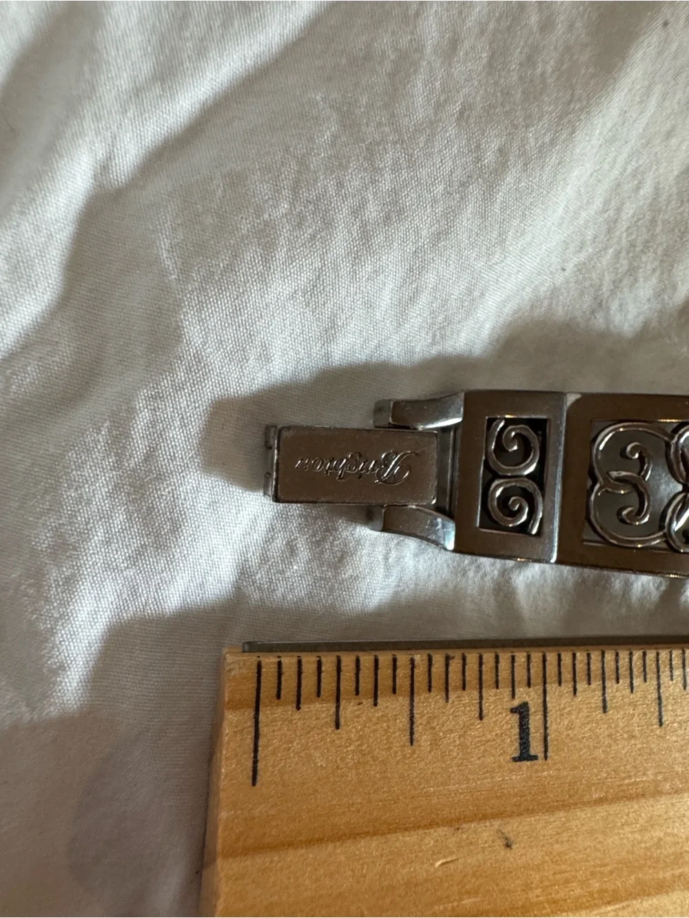 Vintage, Retired, Brighton Silver Filigree Bracelet Watch w/ White Dial Like New